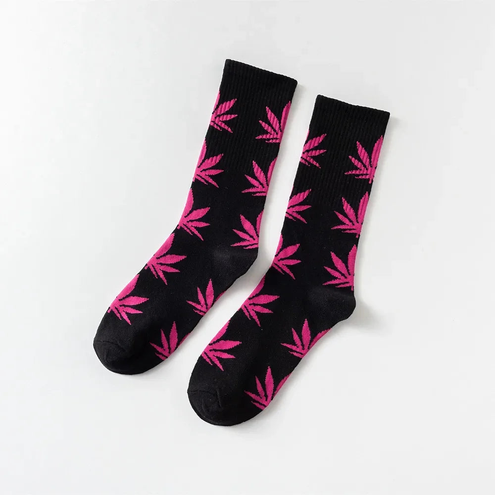Man Fashion comfortable high quality cotton socks leaf maple leaves casual long paragraph hemp weed boat socks spring and autumn