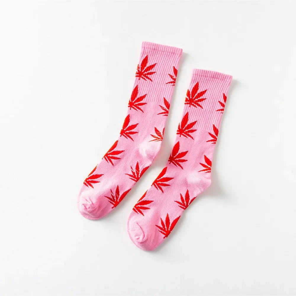 Man Fashion comfortable high quality cotton socks leaf maple leaves casual long paragraph hemp weed boat socks spring and autumn