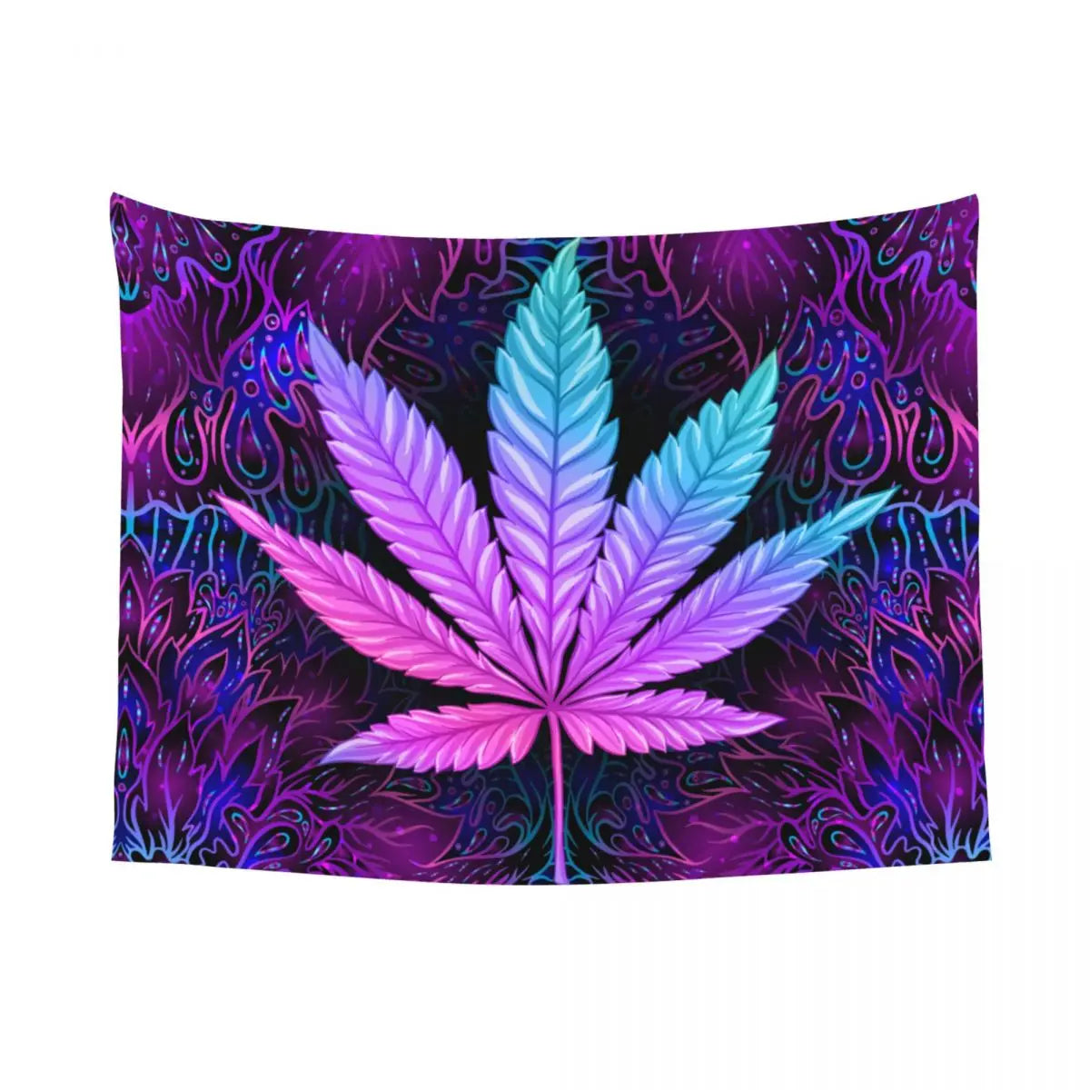 Neon Cannabis Leaves Tapestry Colorful Fabric Wall Hanging Marijuana Weed Leaf Room Decor Curtain Psychedelic Tapestries