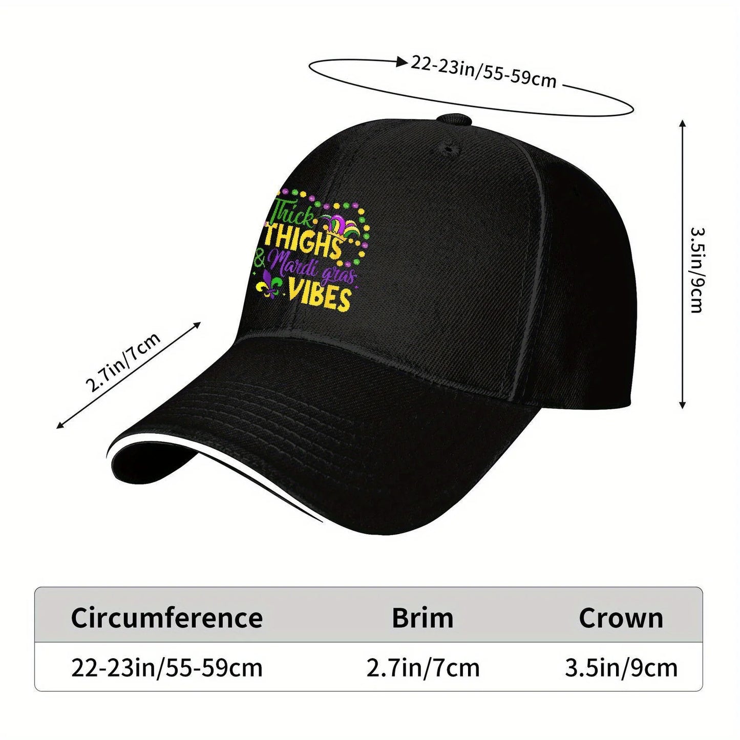 Mardi Gras Vibes Kids Baseball Cap Youth Sports Comfortable Casual Baseball Hat Adjustable Sandwich Brim Lightweight Outdoor