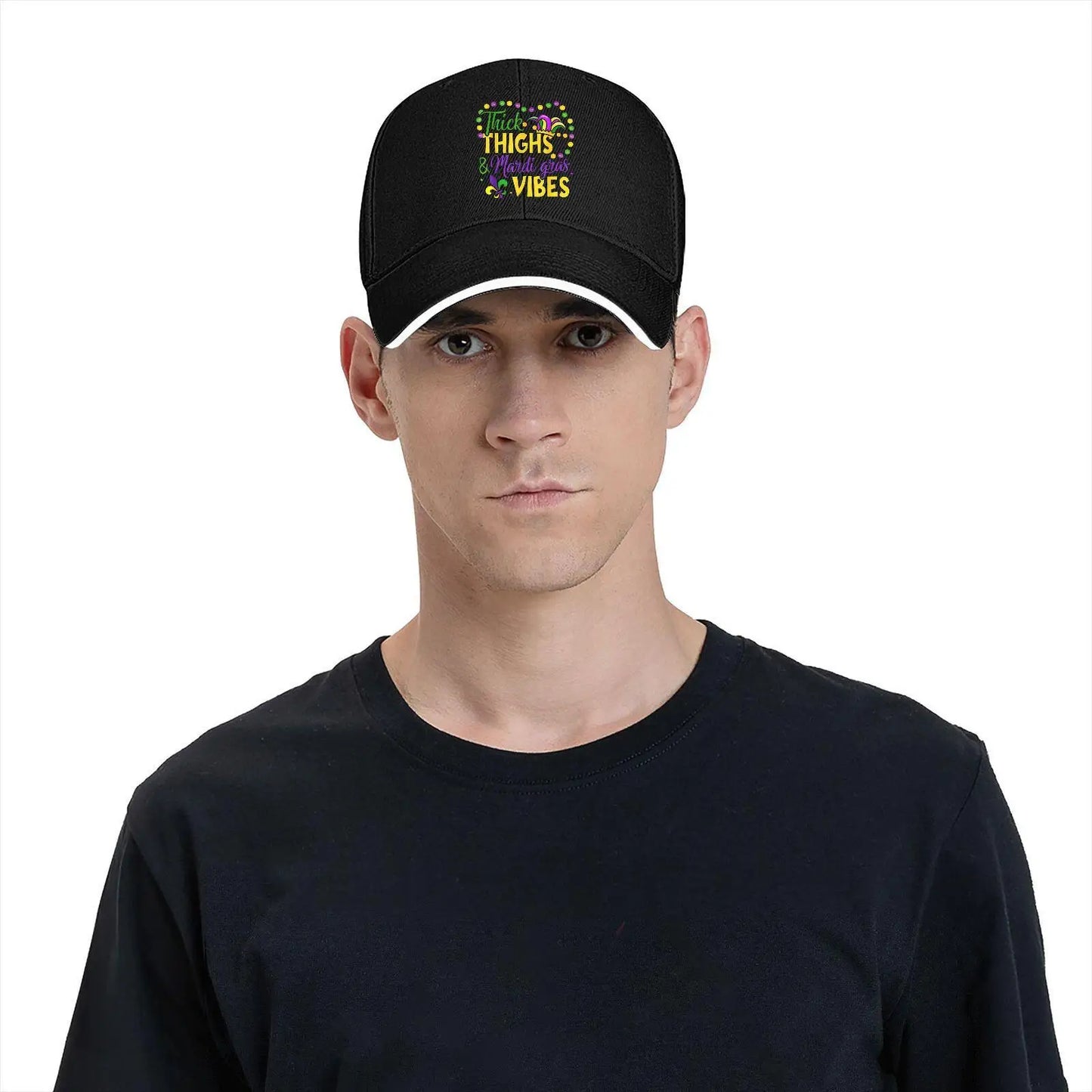 Mardi Gras Vibes Kids Baseball Cap Youth Sports Comfortable Casual Baseball Hat Adjustable Sandwich Brim Lightweight Outdoor
