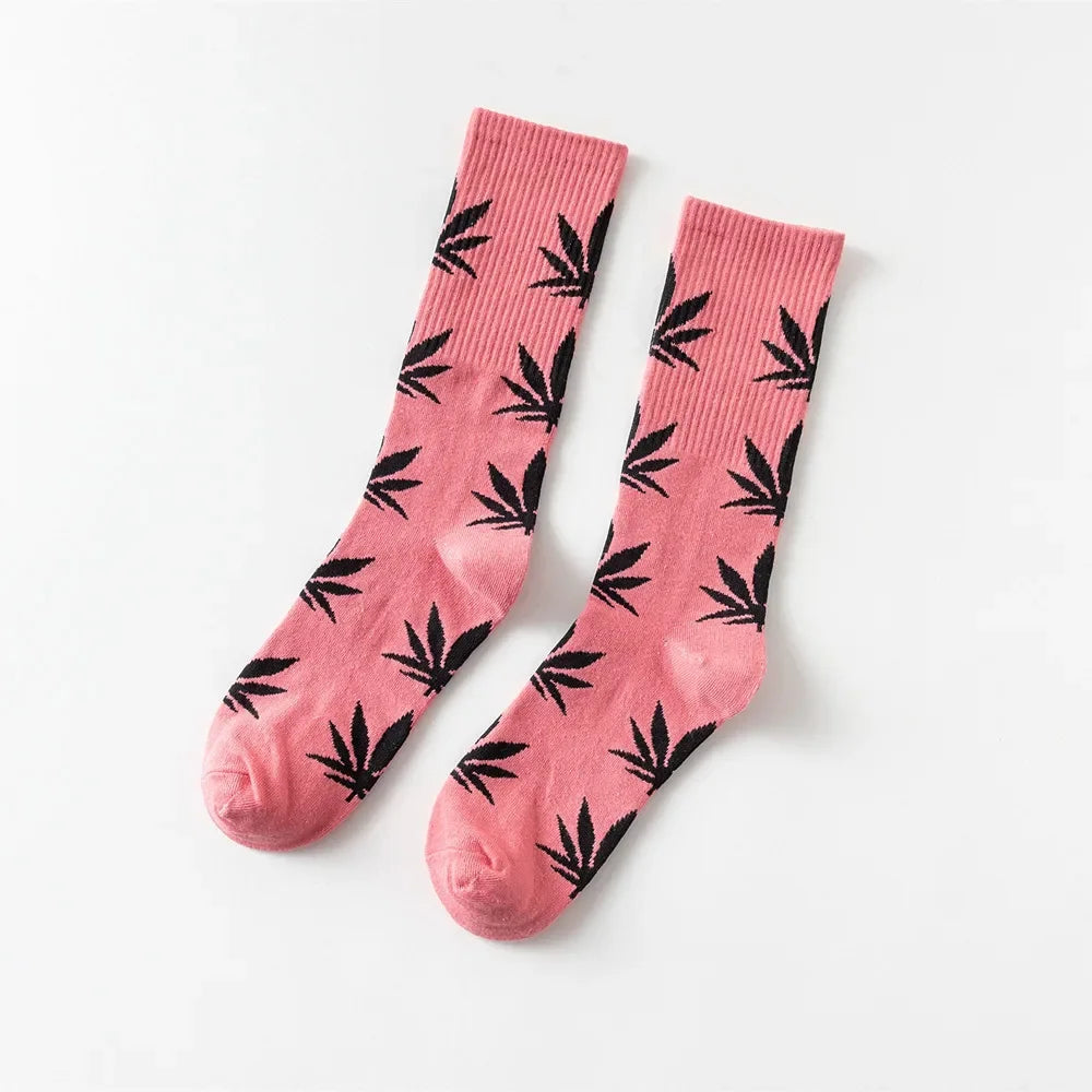 Man Fashion comfortable high quality cotton socks leaf maple leaves casual long paragraph hemp weed boat socks spring and autumn