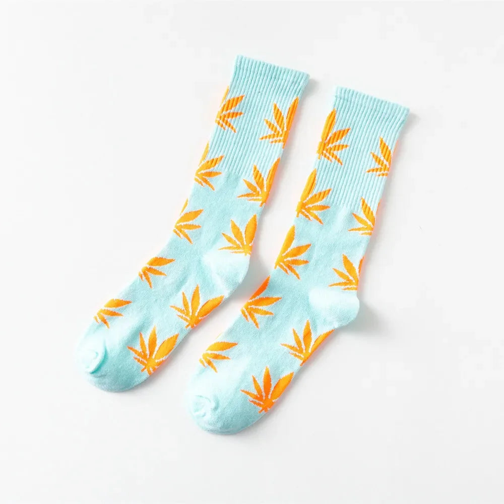 Man Fashion comfortable high quality cotton socks leaf maple leaves casual long paragraph hemp weed boat socks spring and autumn