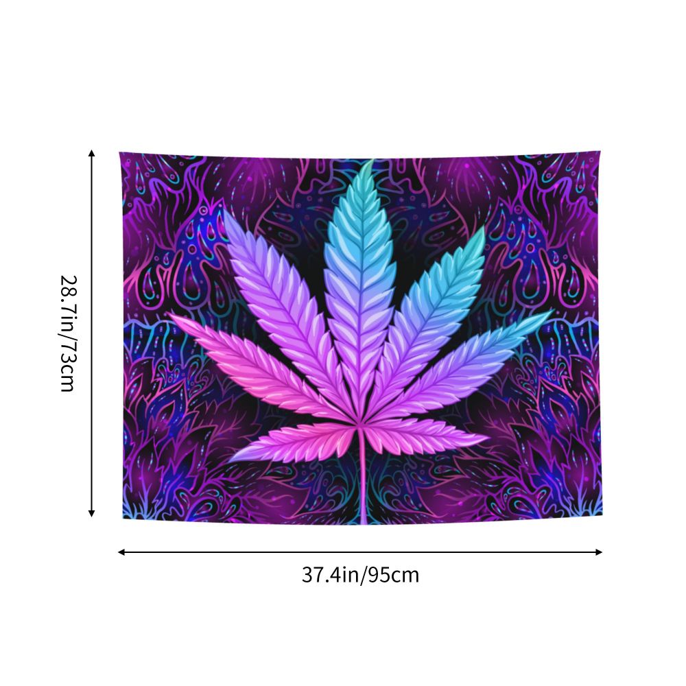 Neon Cannabis Leaves Tapestry Colorful Fabric Wall Hanging Marijuana Weed Leaf Room Decor Curtain Psychedelic Tapestries