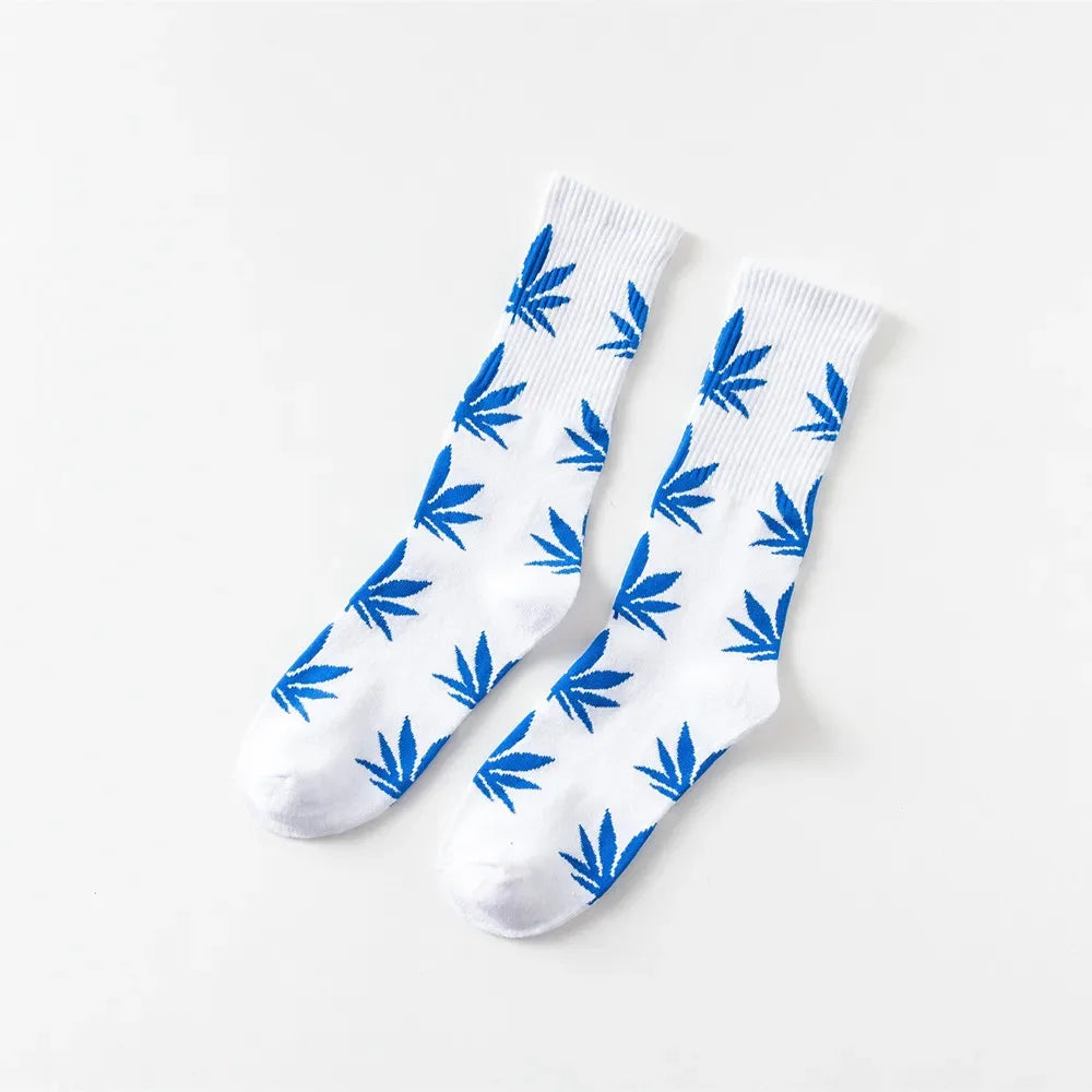 Man Fashion comfortable high quality cotton socks leaf maple leaves casual long paragraph hemp weed boat socks spring and autumn