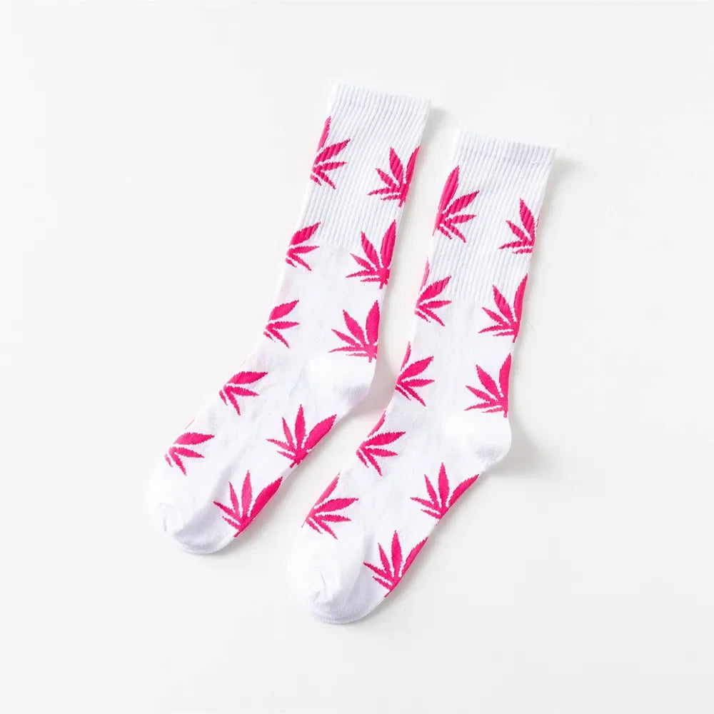 Man Fashion comfortable high quality cotton socks leaf maple leaves casual long paragraph hemp weed boat socks spring and autumn