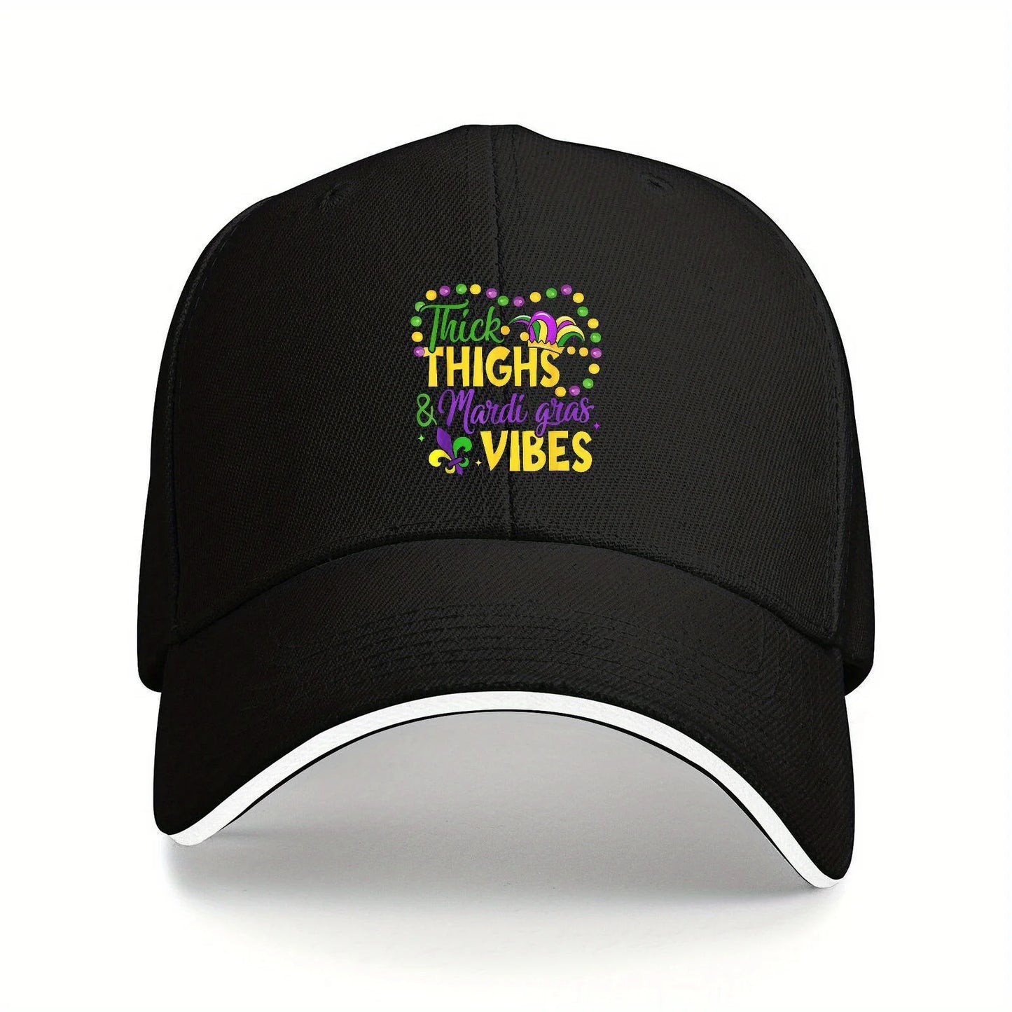 Mardi Gras Vibes  Kids Baseball Cap Youth Sports Comfortable Casual Baseball Hat Adjustable Sandwich Brim Lightweight Outdoor