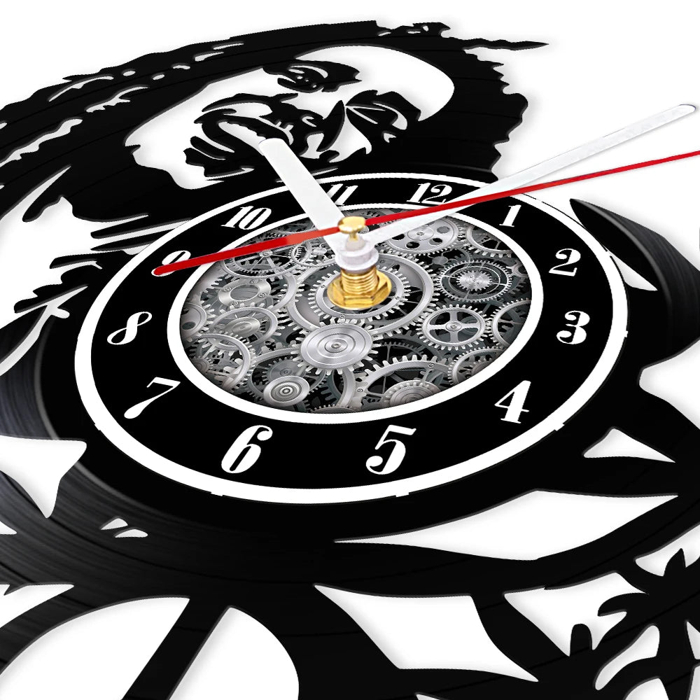 Weed Leaf Retro Music Album Wall Clock for Bedroom Man Cave Decor Weed Marijuana Leaf Carved Music Album Vinyl Record Wall Clock