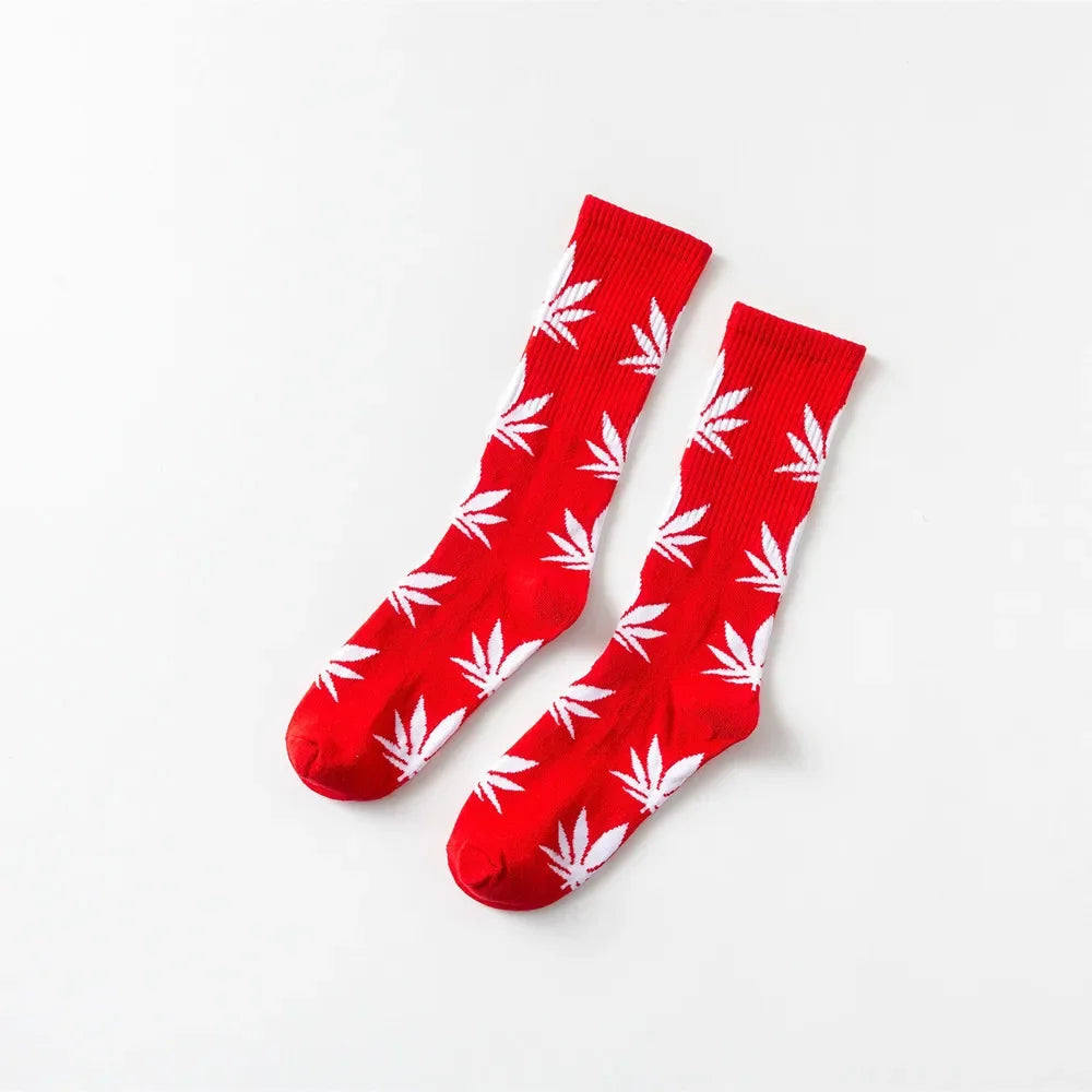 Man Fashion comfortable high quality cotton socks leaf maple leaves casual long paragraph hemp weed boat socks spring and autumn