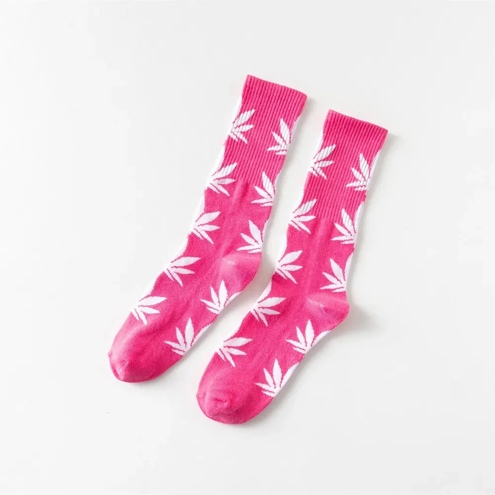 Man Fashion comfortable high quality cotton socks leaf maple leaves casual long paragraph hemp weed boat socks spring and autumn