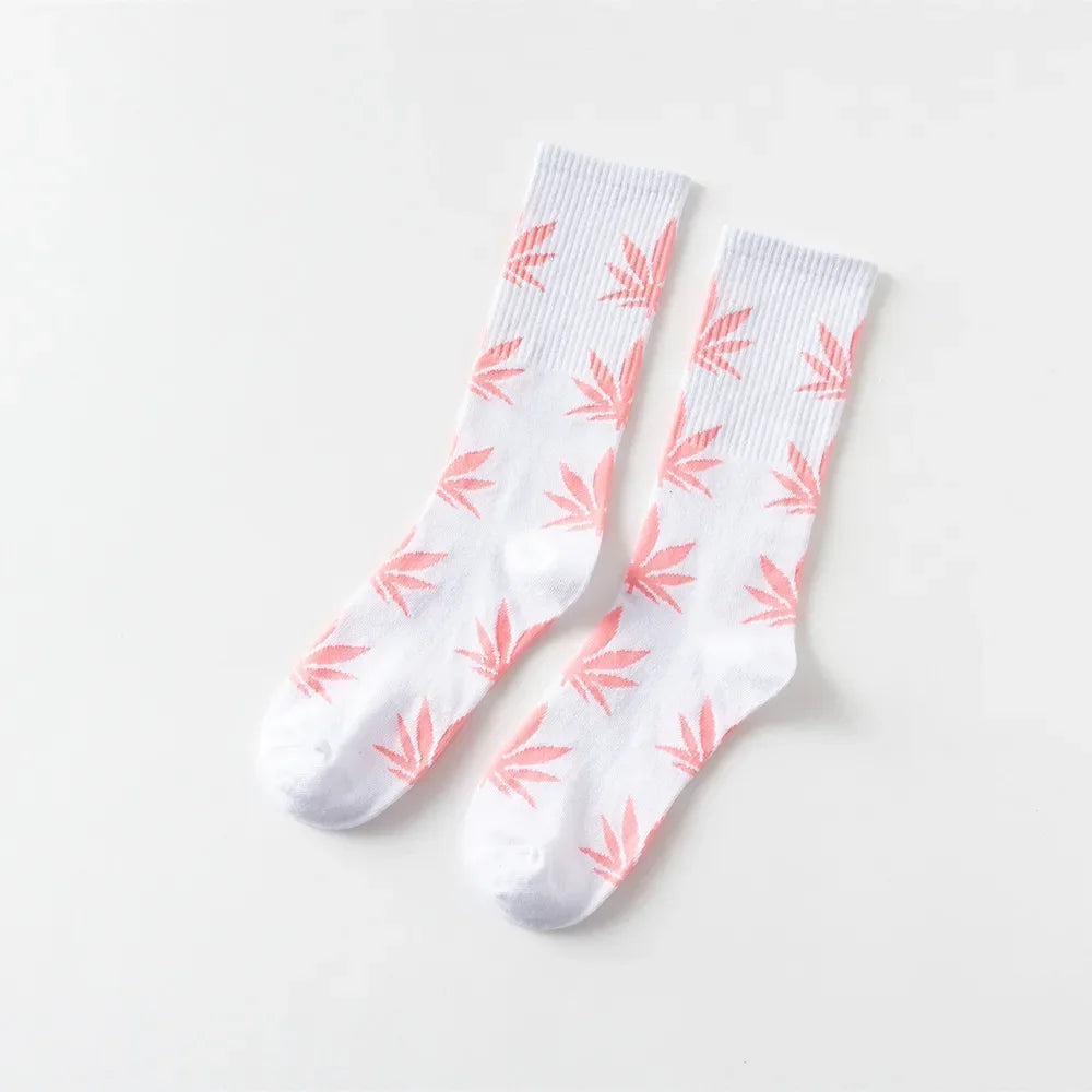 Man Fashion comfortable high quality cotton socks leaf maple leaves casual long paragraph hemp weed boat socks spring and autumn