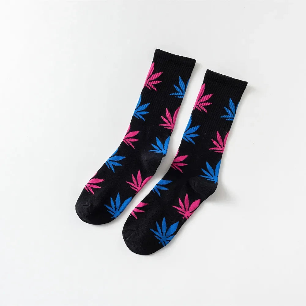 Man Fashion comfortable high quality cotton socks leaf maple leaves casual long paragraph hemp weed boat socks spring and autumn