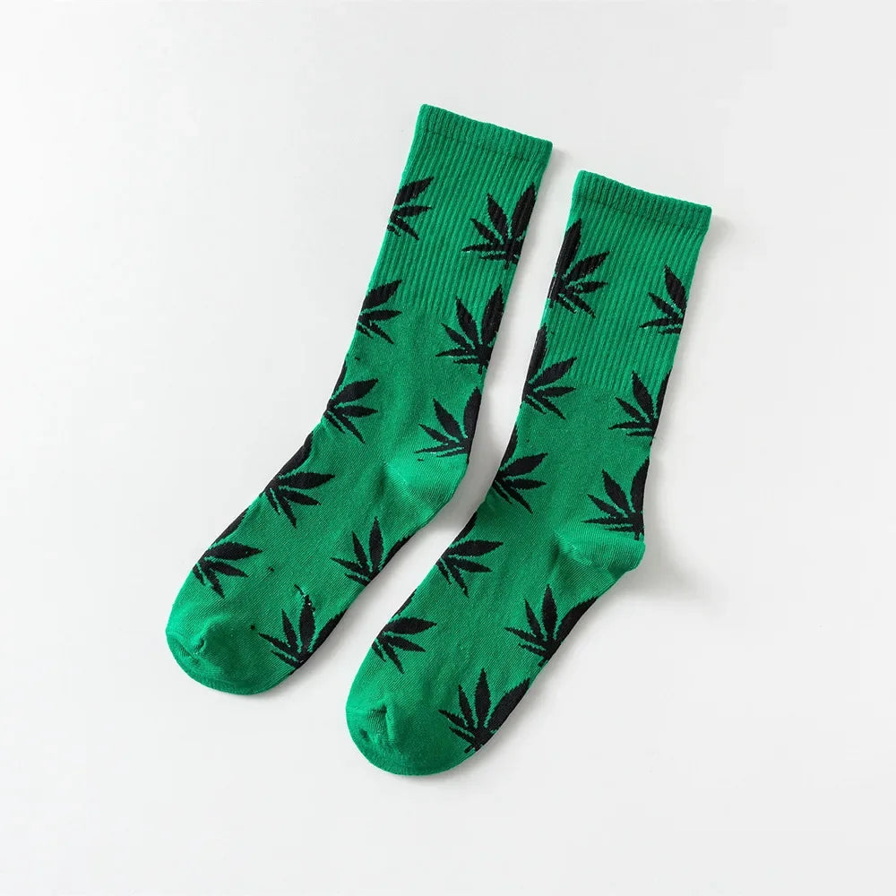 Man Fashion comfortable high quality cotton socks leaf maple leaves casual long paragraph hemp weed boat socks spring and autumn