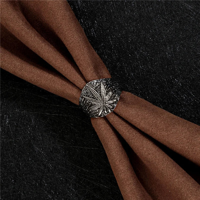 Retro Marijuana Ring For Men Silver Color Punk Gothic Maple Leaves Open Ring Handmade Designer Jewelry Unisex Accessories Gift