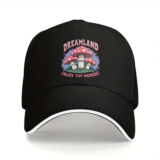 Dreamland Mushroom Graphic Kids Baseball Cap Youth Sports Comfortable Casual Baseball Hat Adjustable Sandwich Brim All Seasons