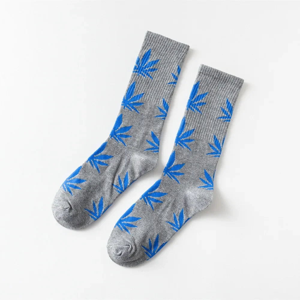 Man Fashion comfortable high quality cotton socks leaf maple leaves casual long paragraph hemp weed boat socks spring and autumn