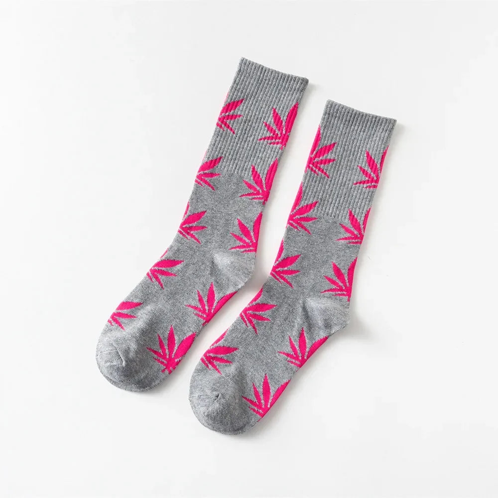 Man Fashion comfortable high quality cotton socks leaf maple leaves casual long paragraph hemp weed boat socks spring and autumn