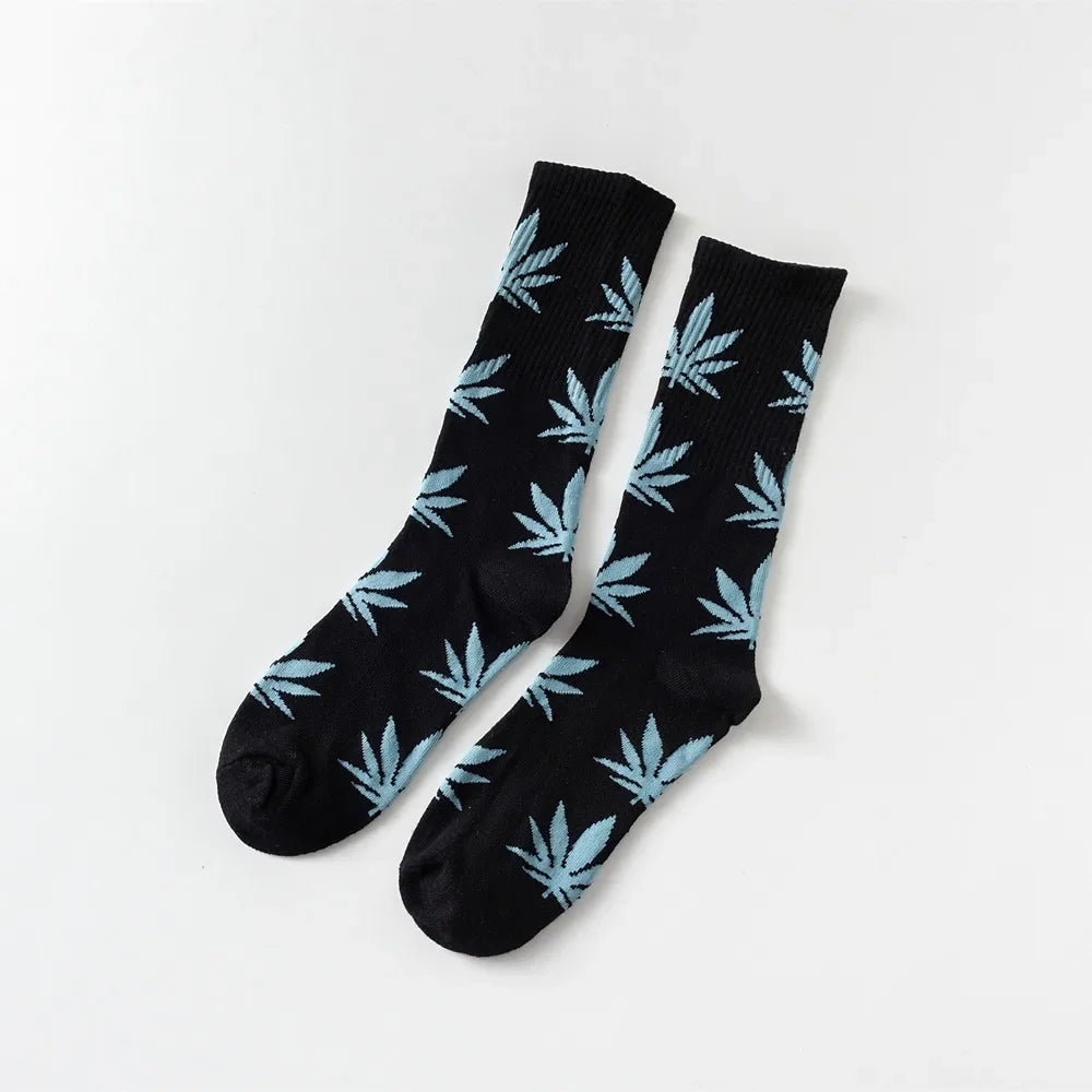 Man Fashion comfortable high quality cotton socks leaf maple leaves casual long paragraph hemp weed boat socks spring and autumn