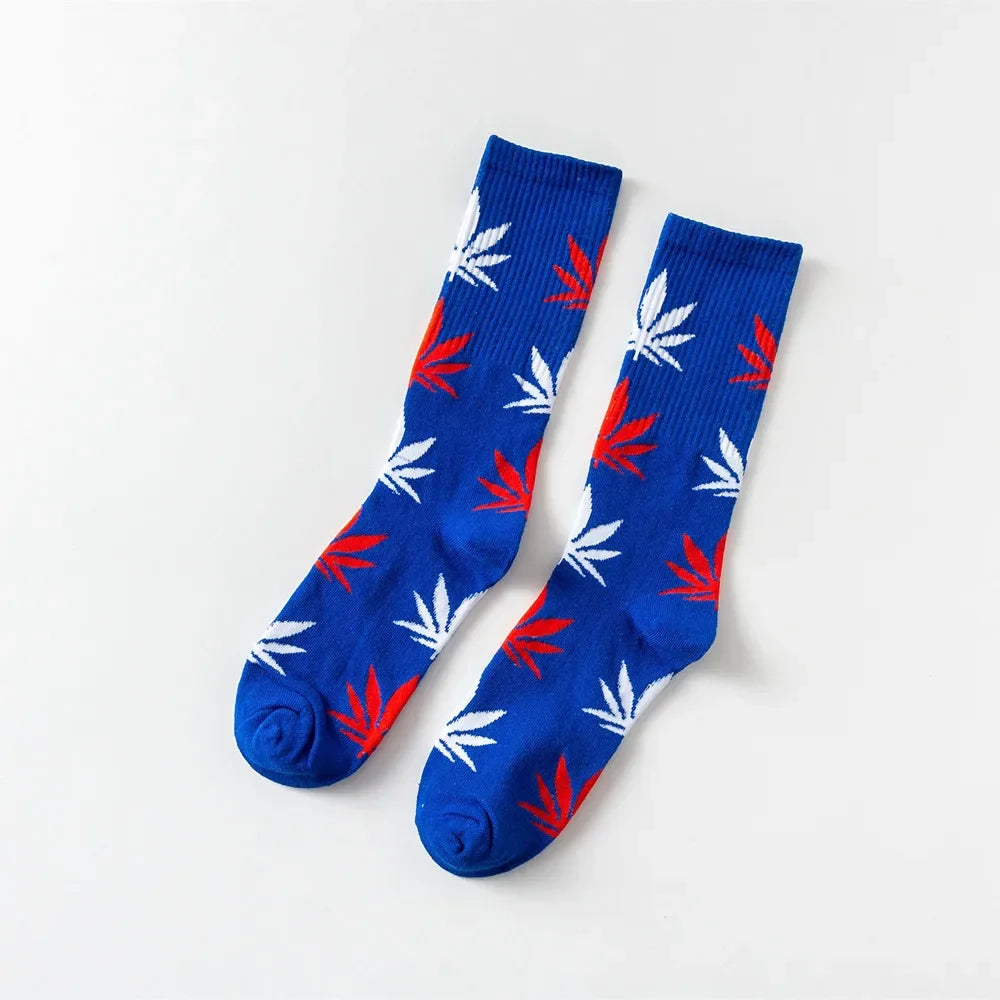 Man Fashion comfortable high quality cotton socks leaf maple leaves casual long paragraph hemp weed boat socks spring and autumn